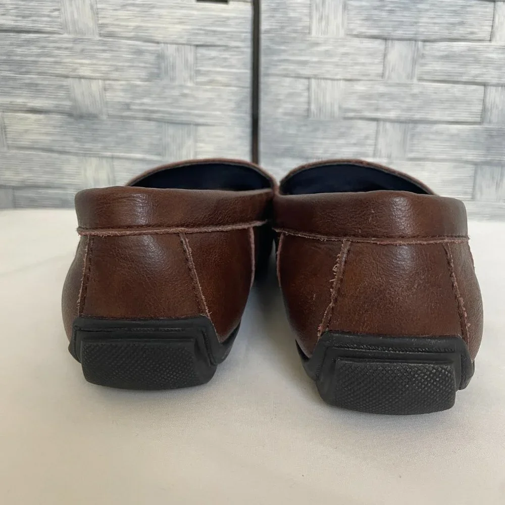 Steve Madden Kids Sz 3 Brown Leather Loafer Shoes Buckle Detail‎ Slip On